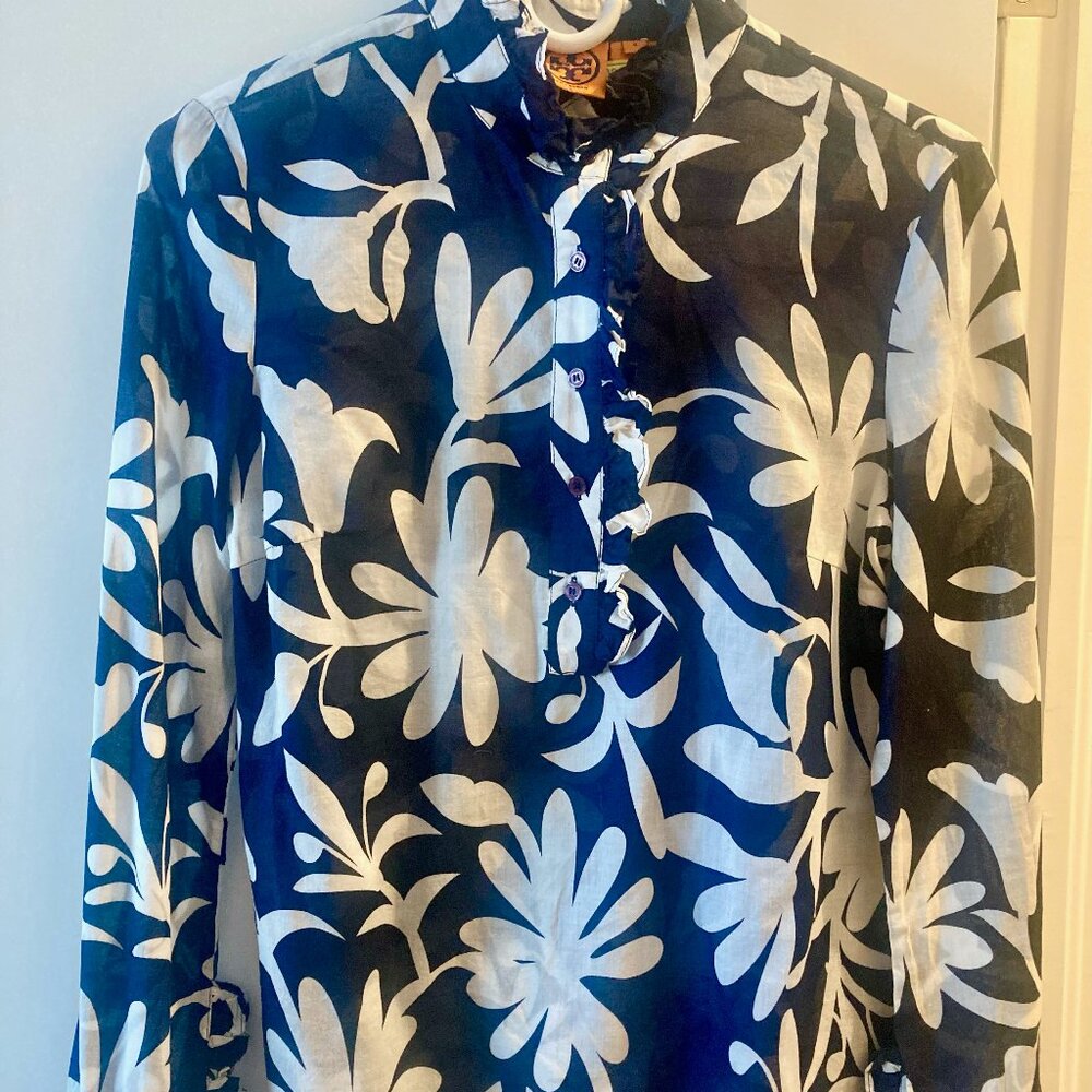 Tory Burch Long Sleeve Cotton Blouse Sz 4